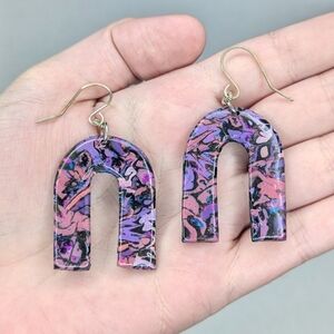 Pink and Purple Glitter Rainbow Earrings